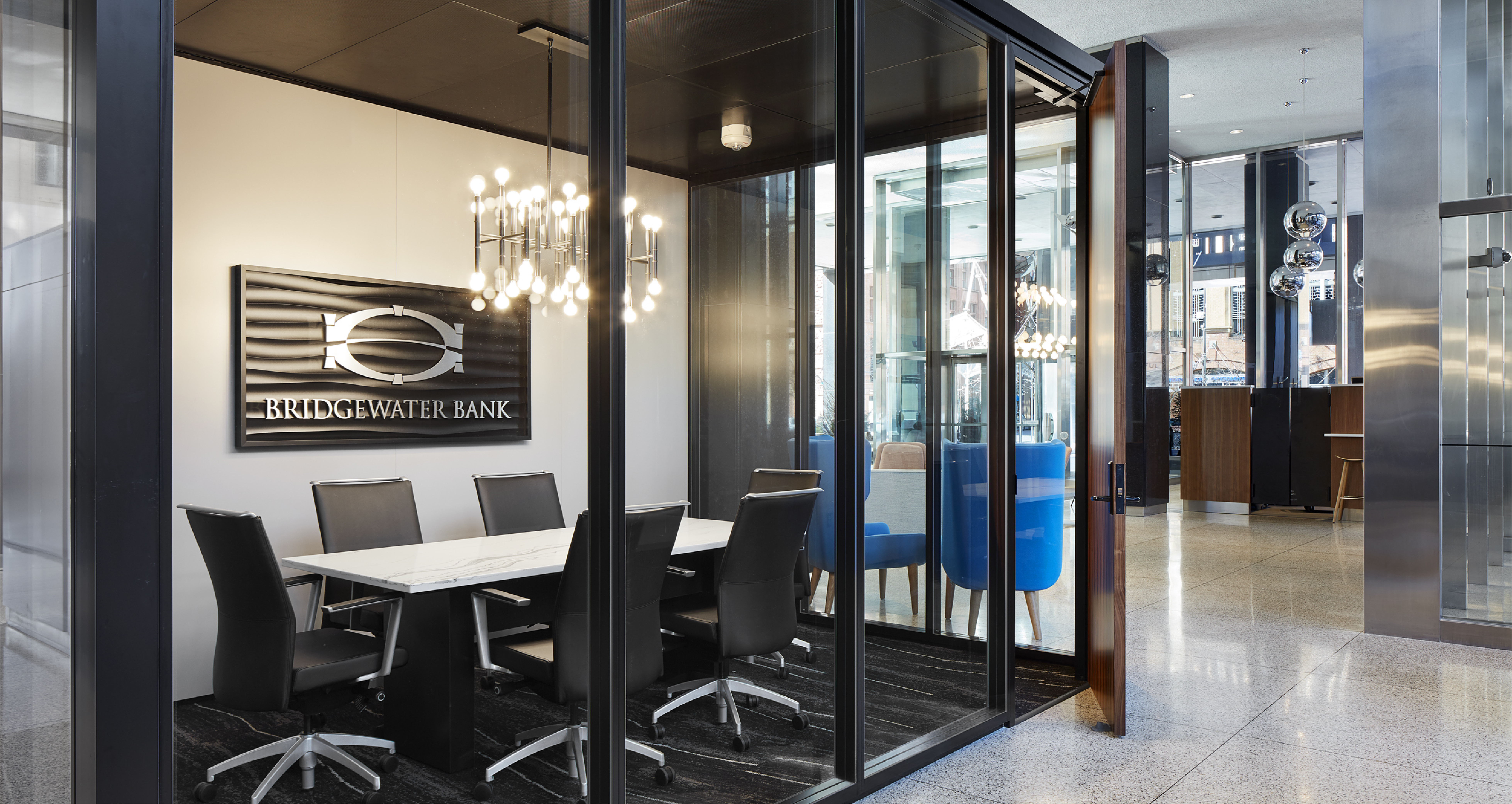 Interior photo of Bridgewater Bank St. Paul branch.